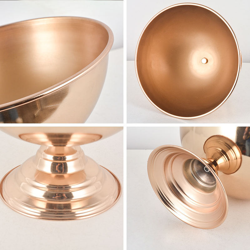 Metal Round Pedestal Flower Pot 8" Gold