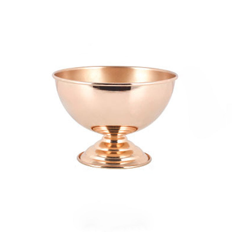 Metal Round Pedestal Flower Pot 6" Gold