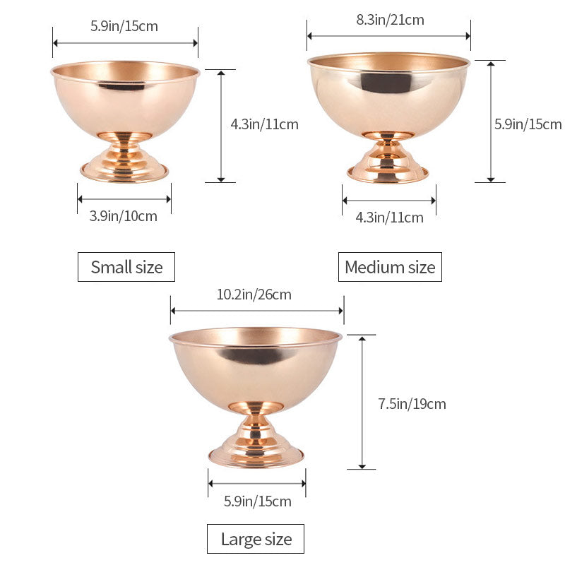 Metal Round Pedestal Flower Pot 8" Gold