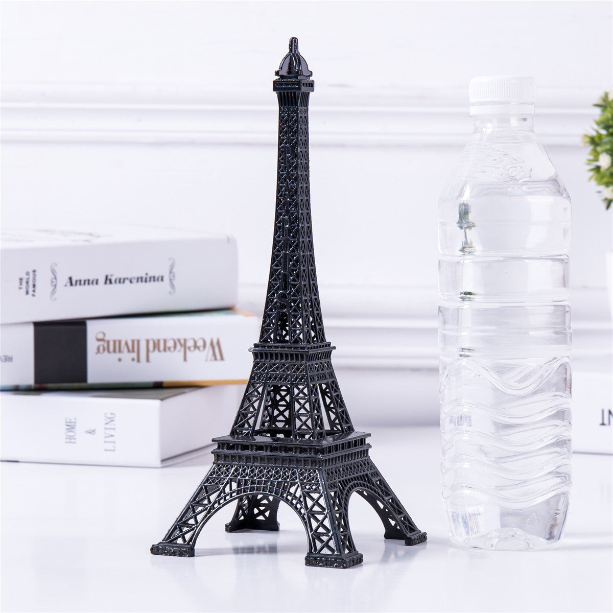 Metal Eiffel Tower Table Centerpiece 10" Black