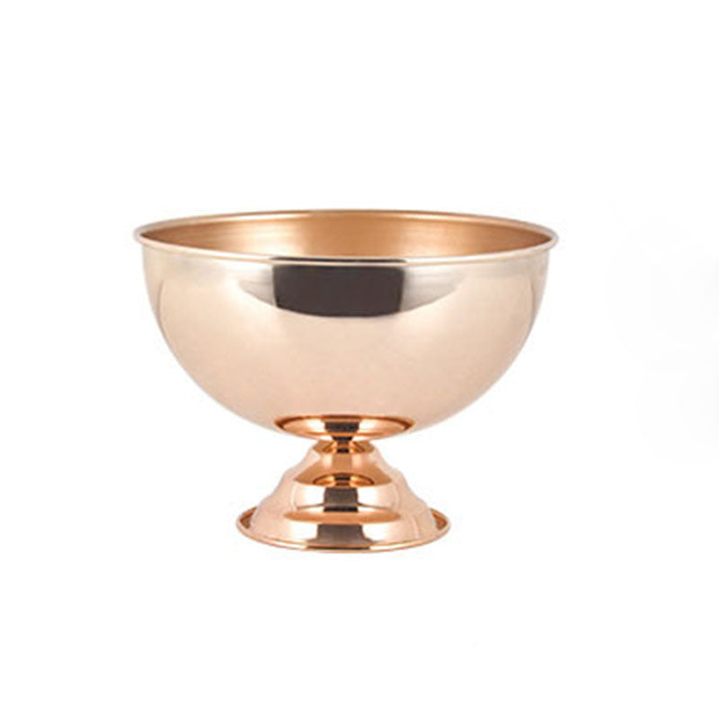 Metal Round Pedestal Flower Pot 8" Gold