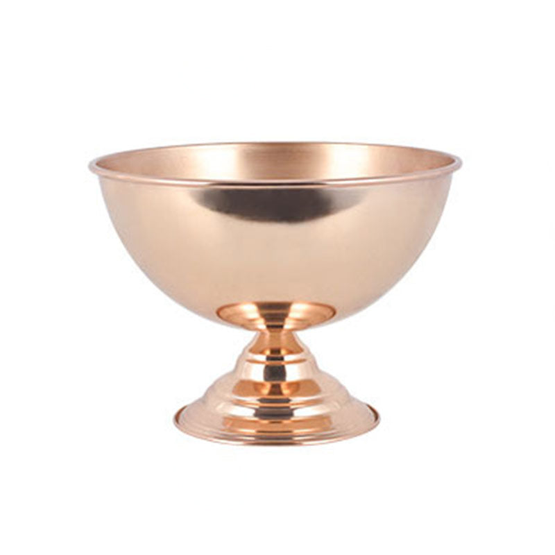 Metal Round Pedestal Flower Pot 10" Gold