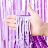 Metallic Tinsel Foil Fringe Doorway Curtain Party Backdrop 7ft Light Purple