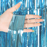 Metallic Tinsel Foil Fringe Doorway Curtain Party Backdrop 7ft Light Blue
