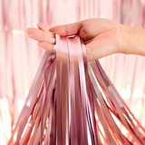 Metallic Tinsel Foil Fringe Doorway Curtain Party Backdrop 6ft Matte Pink