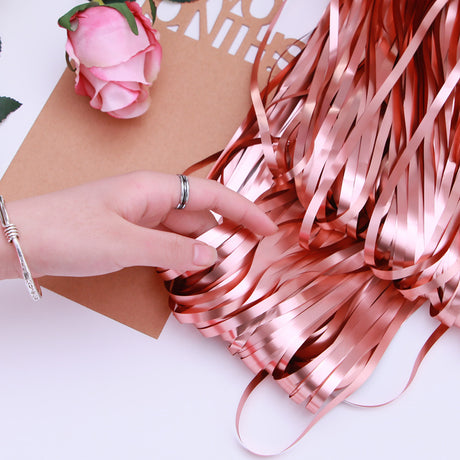 Metallic Tinsel Foil Fringe Doorway Curtain Party Backdrop 6ft Matte Pink