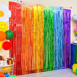 Metallic Tinsel Foil Fringe Doorway Curtain Party Backdrop 6ft Light Purple