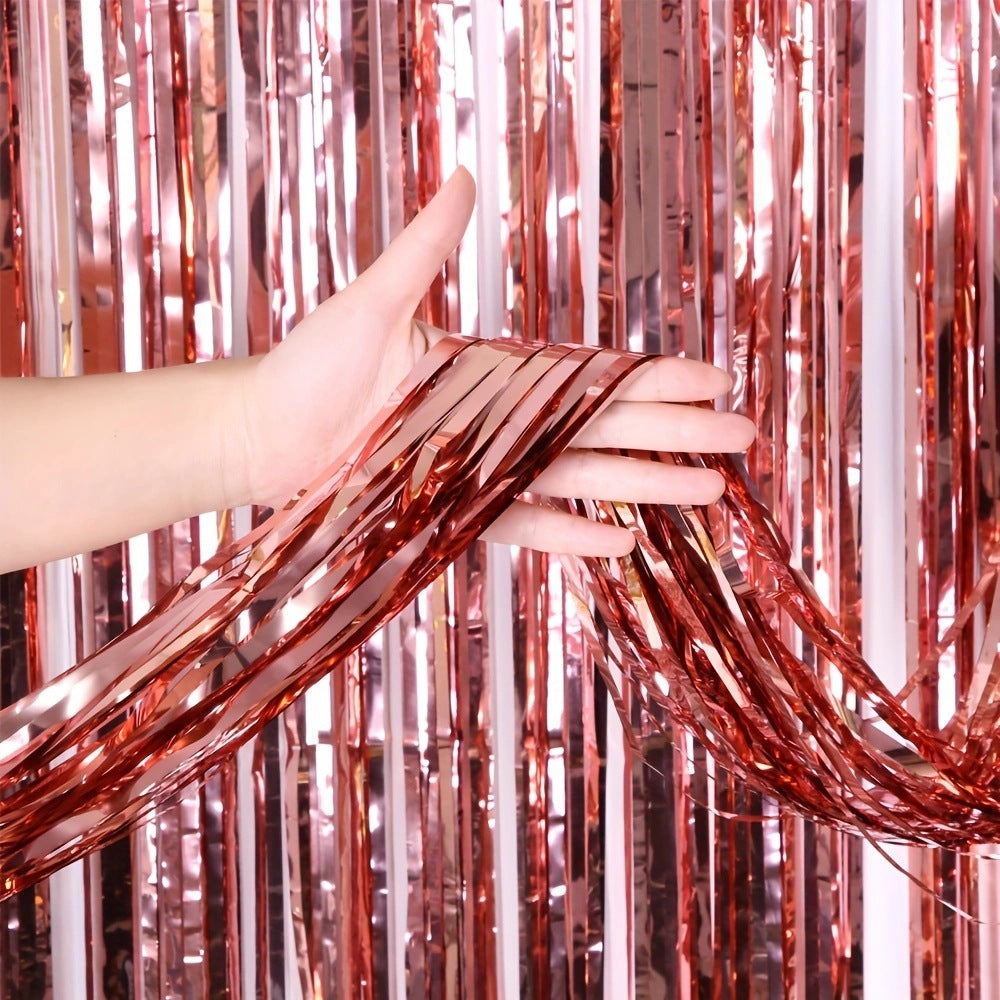 Metallic Tinsel Foil Fringe Doorway Curtain Party Backdrop 6ft Light Purple