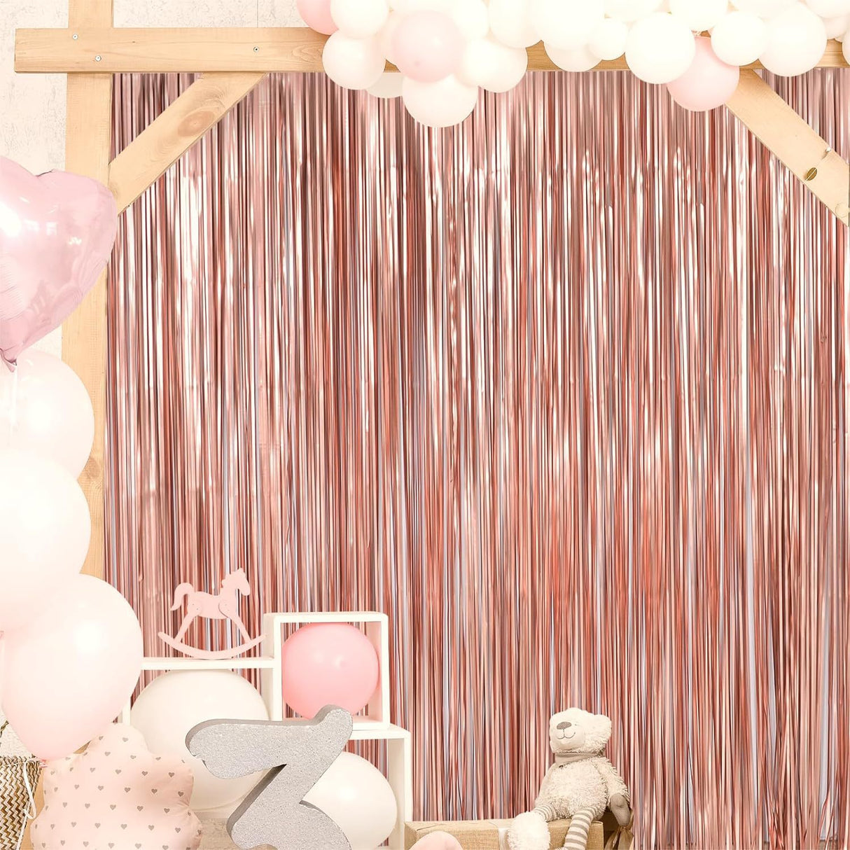 Metallic Tinsel Foil Fringe Doorway Curtain Party Backdrop 6ft Matte Red