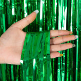 Metallic Tinsel Foil Fringe Doorway Curtain Party Backdrop 7ft Green