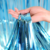 Metallic Tinsel Foil Fringe Doorway Curtain Party Backdrop 6ft Tiffany Blue