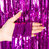 Metallic Tinsel Foil Fringe Doorway Curtain Party Backdrop 7ft Rose Red