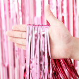 Metallic Tinsel Foil Fringe Doorway Curtain Party Backdrop 7ft Pink