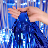 Metallic Tinsel Foil Fringe Doorway Curtain Party Backdrop 6ft Blue