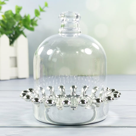 12 Pc Clear Mini Crown Jar Candy Container Gift Boxes 4" Silver