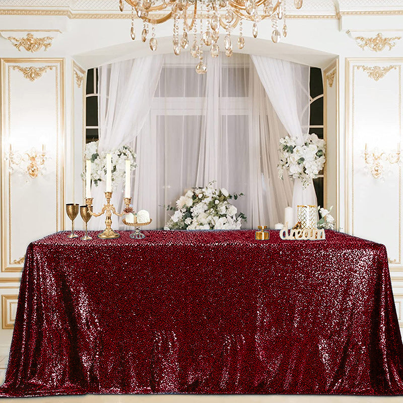 Mini Sequin Rectangle Tablecloth Burgundy