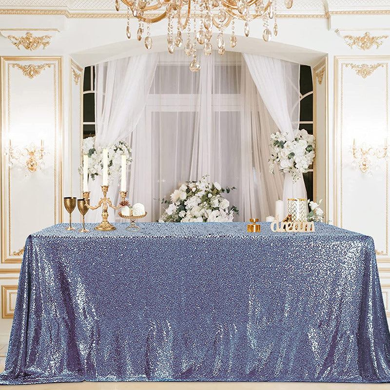 Mini Sequin Rectangle Tablecloth Dusty Blue