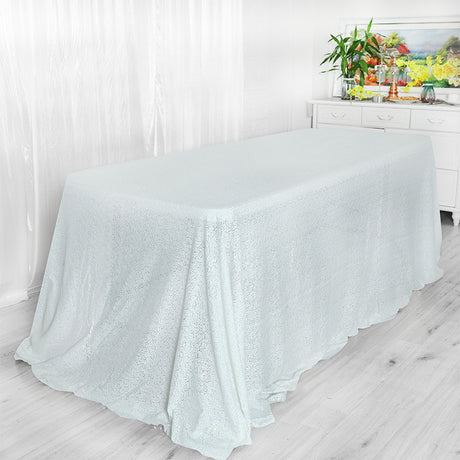 Mini Sequin Rectangle Tablecloth White