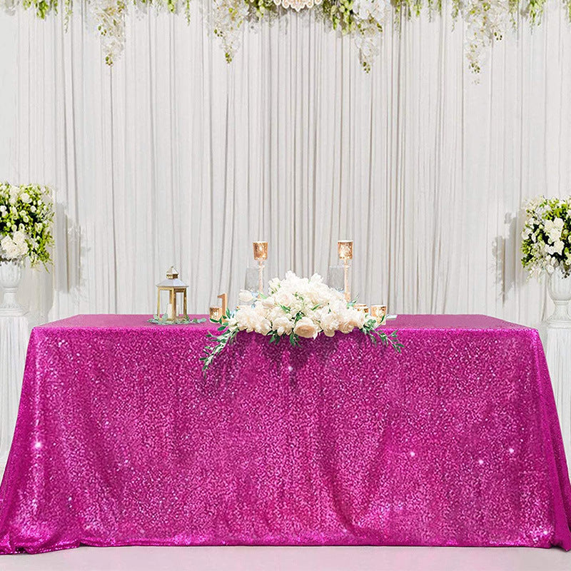 Mini Sequin Rectangle Tablecloth Rose Red