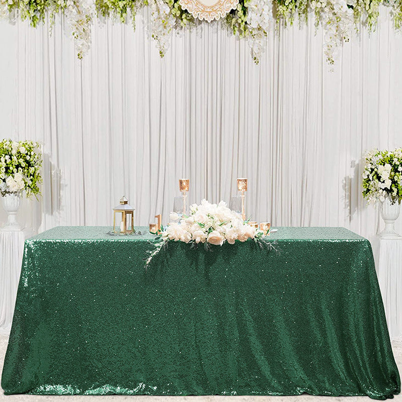 Mini Sequin Rectangle Tablecloth Dark Green