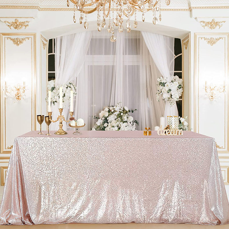 Mini Sequin Rectangle Tablecloth Light Pink
