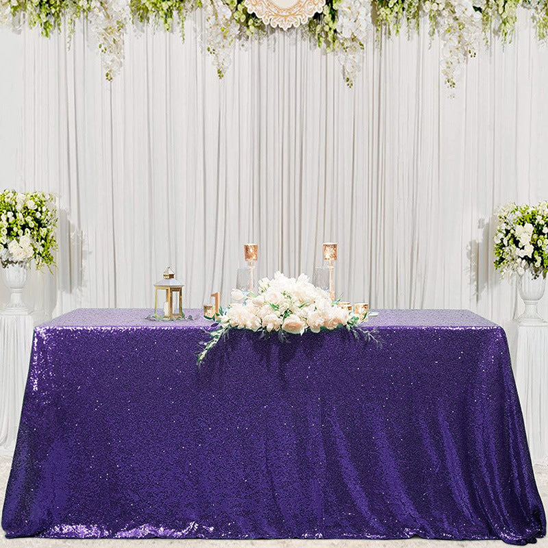 Mini Sequin Rectangle Tablecloth Eggplant Purple