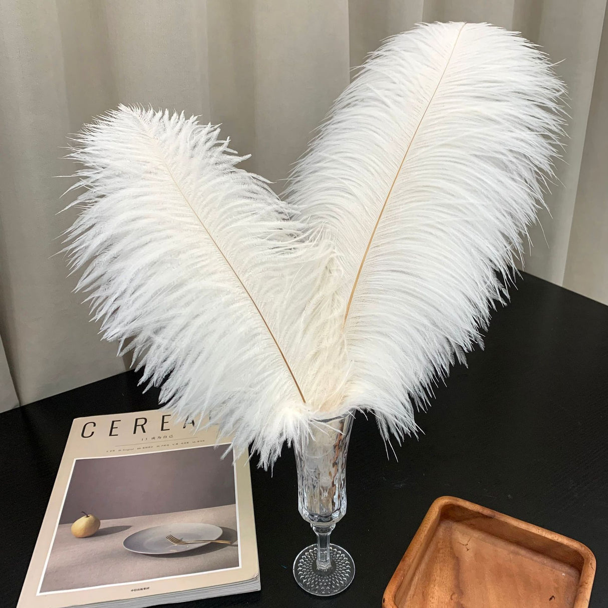 12 Pc Natural Plume Real Ostrich Feathers, DIY Centerpiece Fillers 24"-26" White