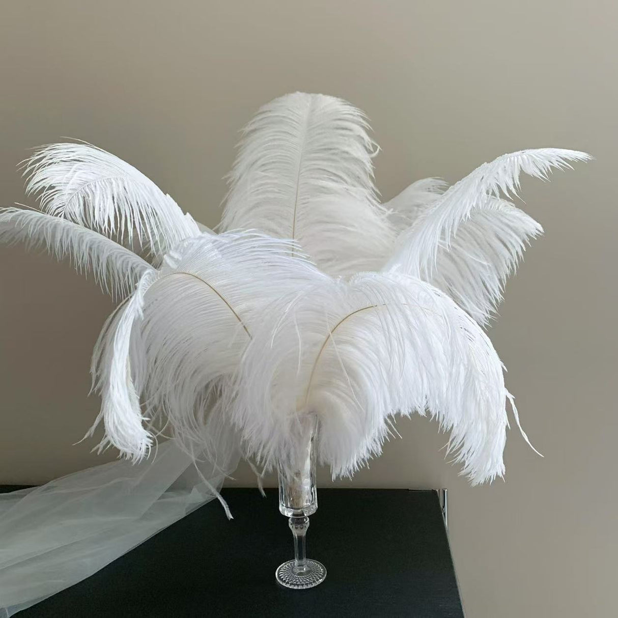 12 Pc Natural Plume Real Ostrich Feathers, DIY Centerpiece Fillers 24"-26" White