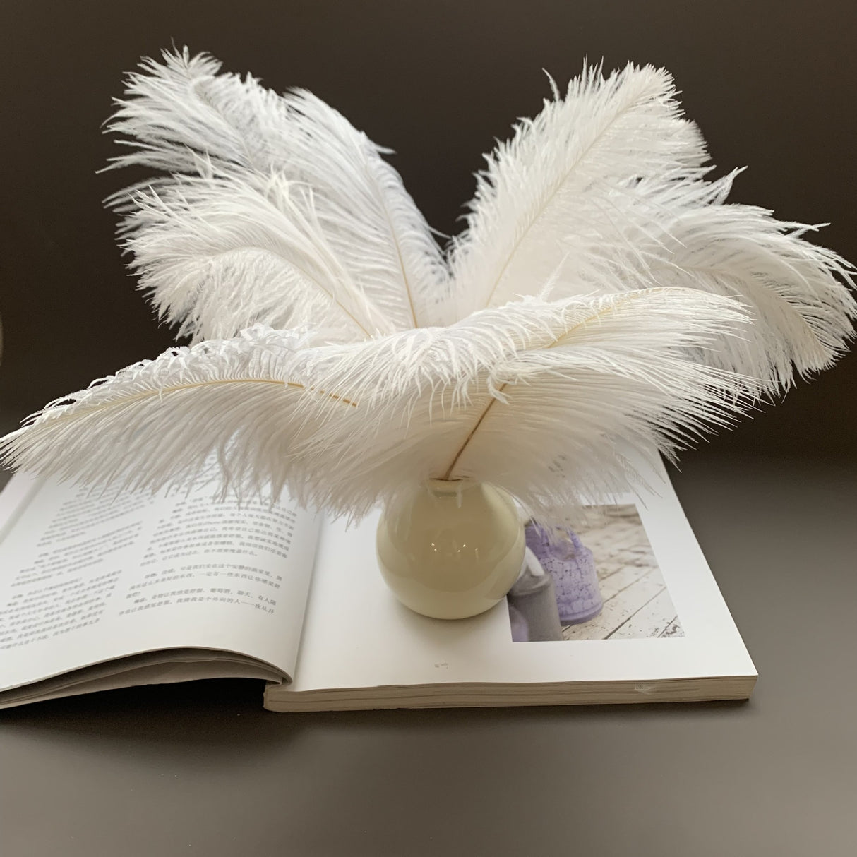 12 Pc Natural Plume Real Ostrich Feathers, DIY Centerpiece Fillers 24"-26" White