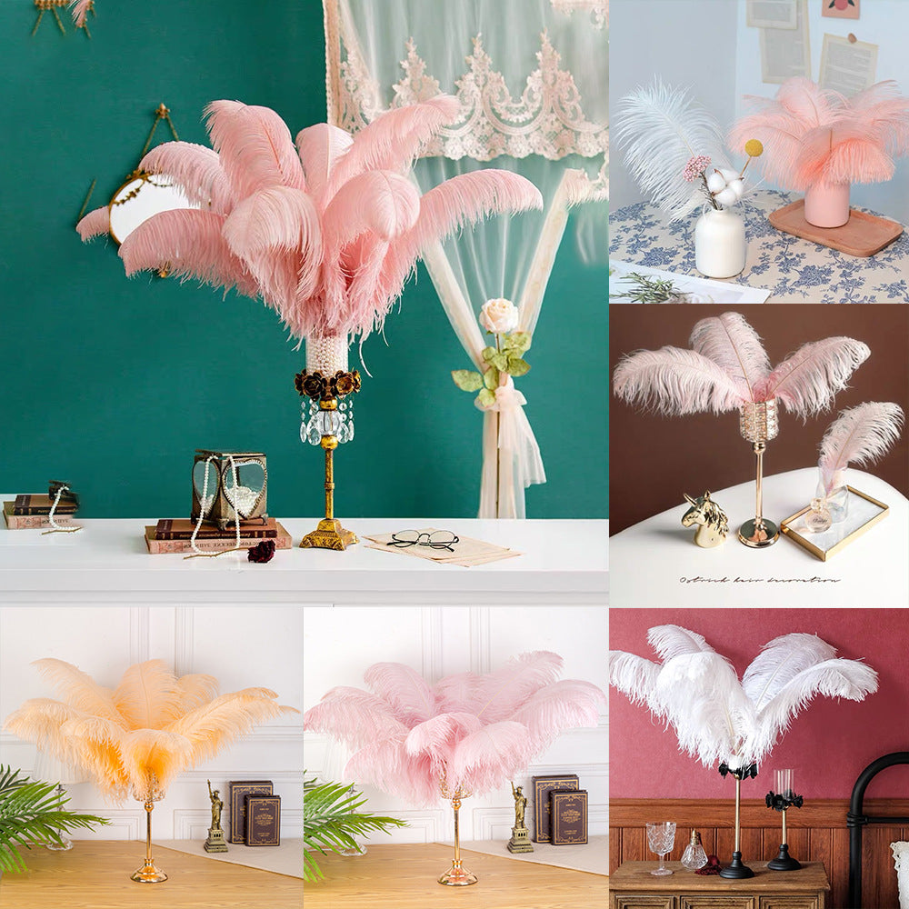 12 Pc Natural Plume Real Ostrich Feathers, DIY Centerpiece Fillers 13"-15" Rose Red