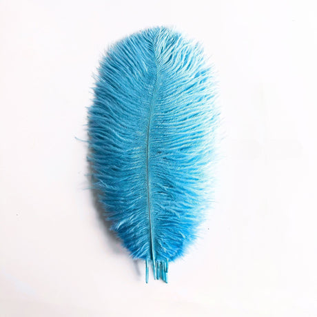 12 Pc Natural Plume Real Ostrich Feathers, DIY Centerpiece Fillers 24"-26" Lake Blue