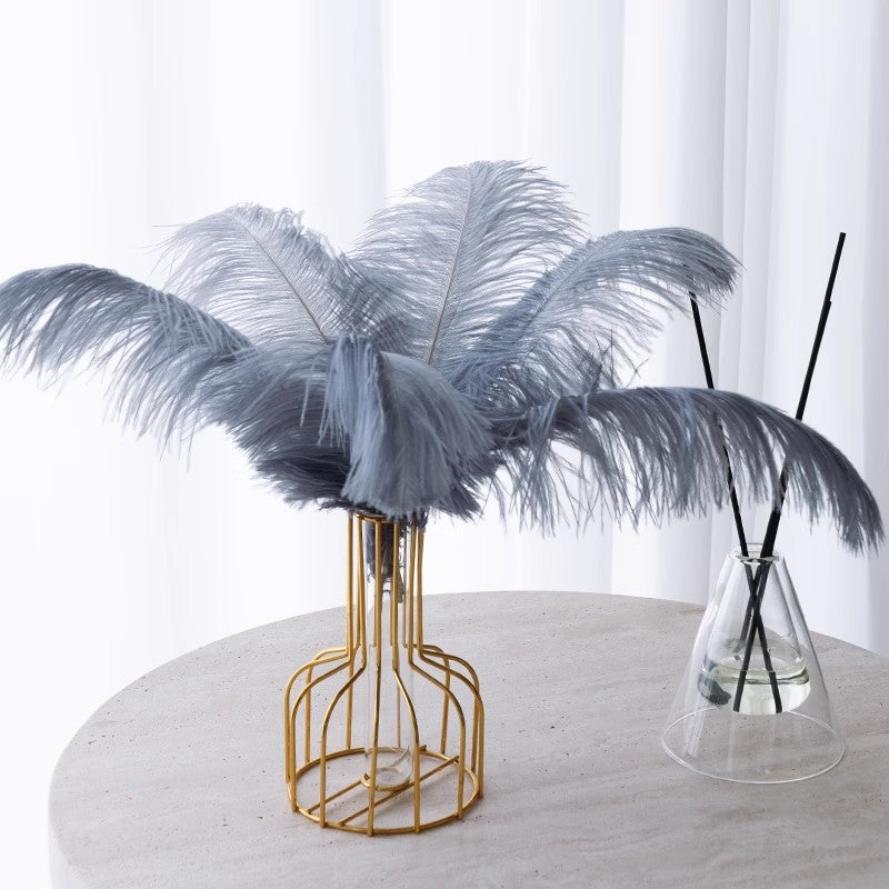 12 Pc Natural Plume Real Ostrich Feathers, DIY Centerpiece Fillers 24"-26" Gray