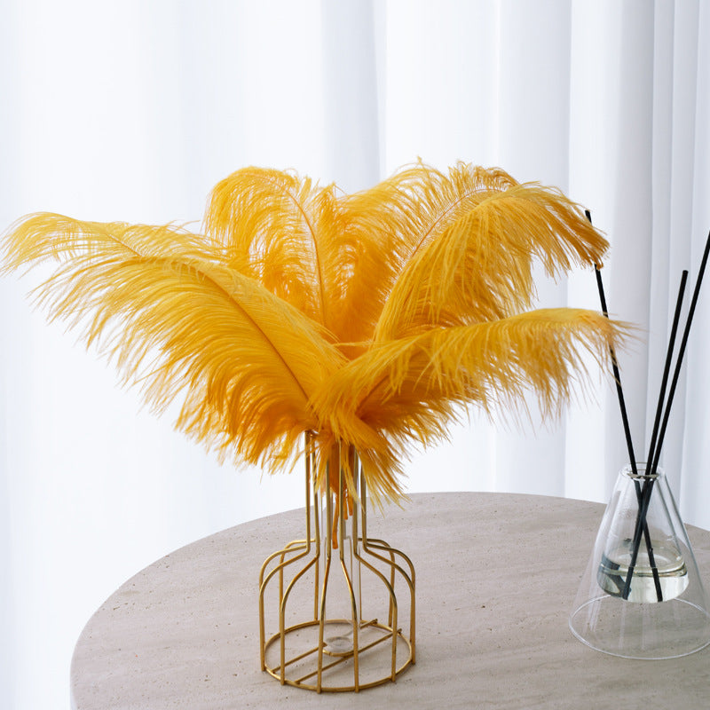 12 Pc Natural Plume Real Ostrich Feathers, DIY Centerpiece Fillers 24"-26" Gold