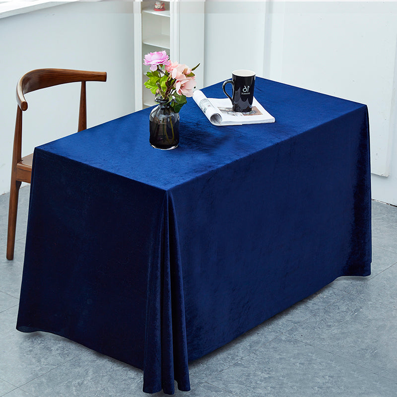 Gold Velvet Rectangular Tablecloth 90"x132" Navy