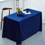 Gold Velvet Rectangular Tablecloth 90"x132" Navy
