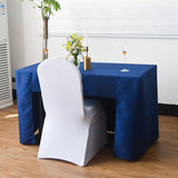 Open Back Fitted Polyester Rectangle Tablecloth 72"x30" Navy Blue
