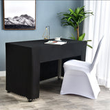 Open Back Fitted Polyester Rectangle Tablecloth 72"x30" Black