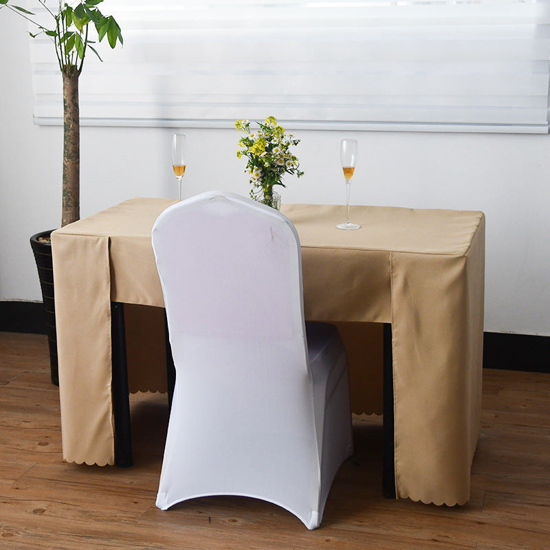 Open Back Fitted Polyester Rectangle Tablecloth 72"x30" Brown