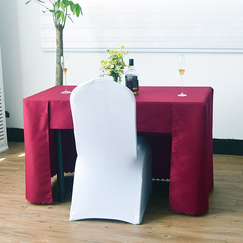 Open Back Fitted Polyester Rectangle Tablecloth 72"x30" Burgundy