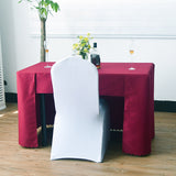 Open Back Fitted Polyester Rectangle Tablecloth 72"x30" Burgundy