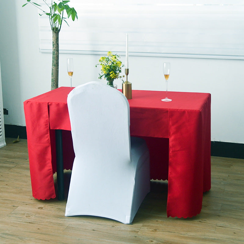 Open Back Fitted Polyester Rectangle Tablecloth 72"x30" Red
