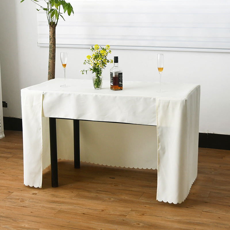 Open Back Fitted Polyester Rectangle Tablecloth 72"x30" Off White