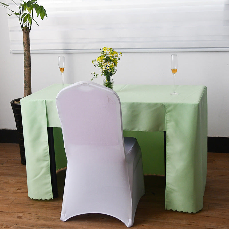 Open Back Fitted Polyester Rectangle Tablecloth 72"x30" Light Green