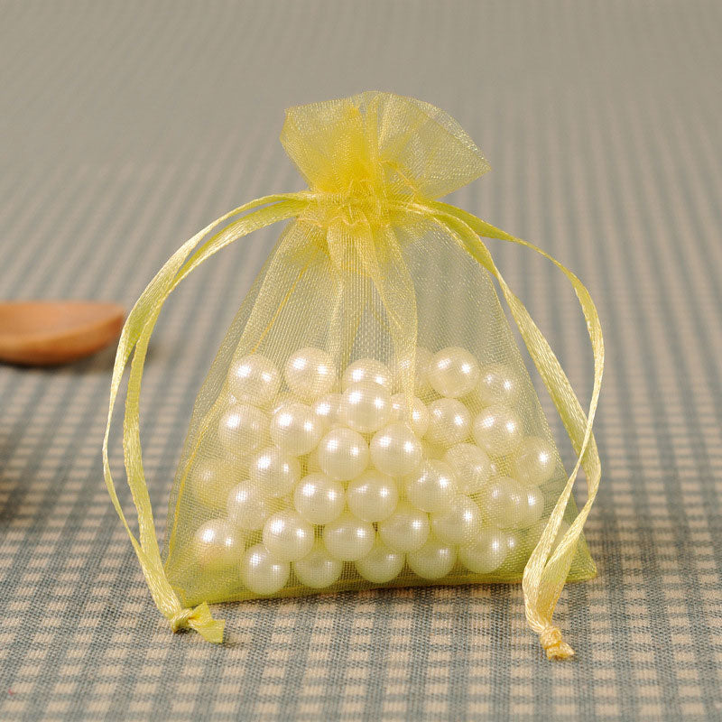 10 Pc Organza Drawstring Wedding Party Favor Gift Bags 5"x7" Yellow