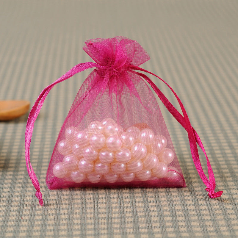 10 Pc Organza Drawstring Wedding Party Favor Gift Bags 5"x7" Rose Red
