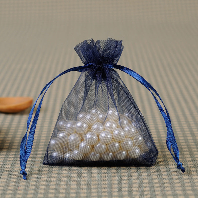 10 Pc Organza Drawstring Wedding Party Favor Gift Bags 5"x7" Navy Blue