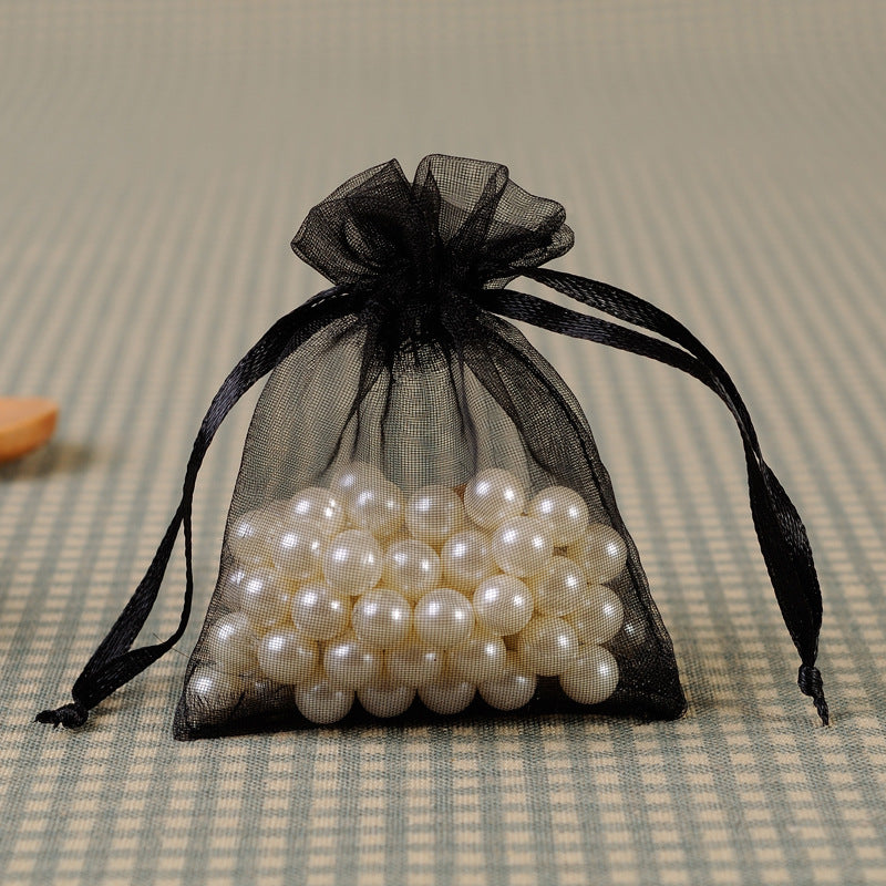 10 Pc Organza Drawstring Wedding Party Favor Gift Bags 5"x7" Black