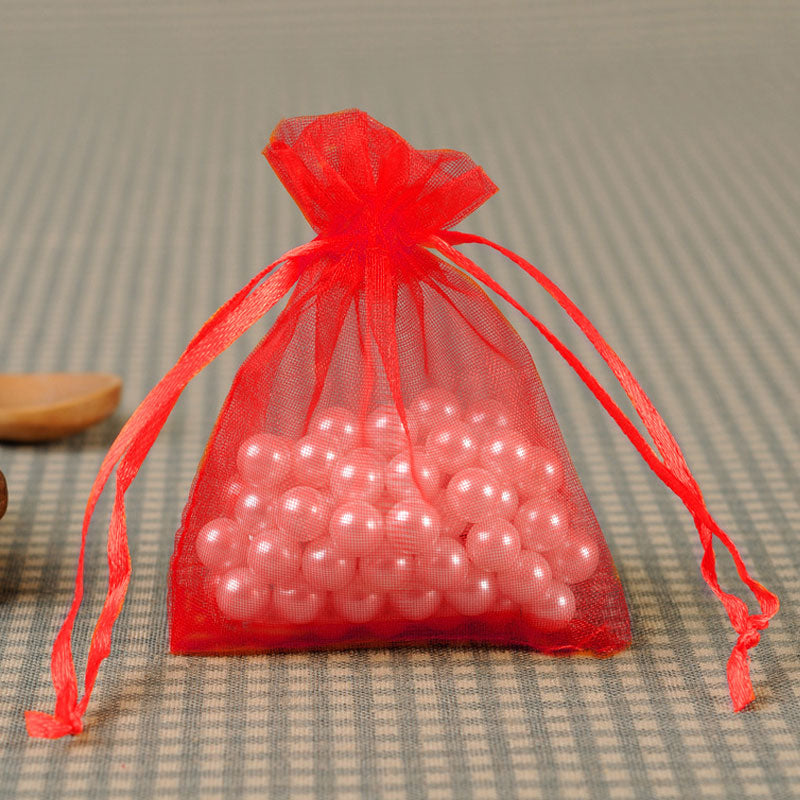 10 Pc Organza Drawstring Wedding Party Favor Gift Bags 5"x7" Red