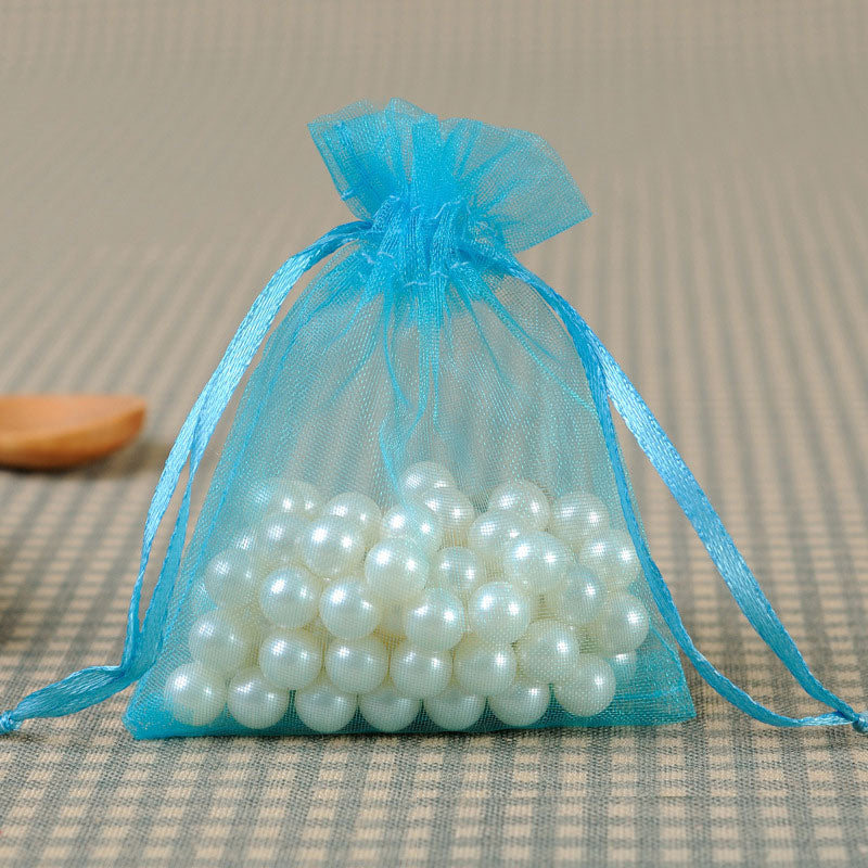 10 Pc Organza Drawstring Wedding Party Favor Gift Bags 5"x7" Lake Blue