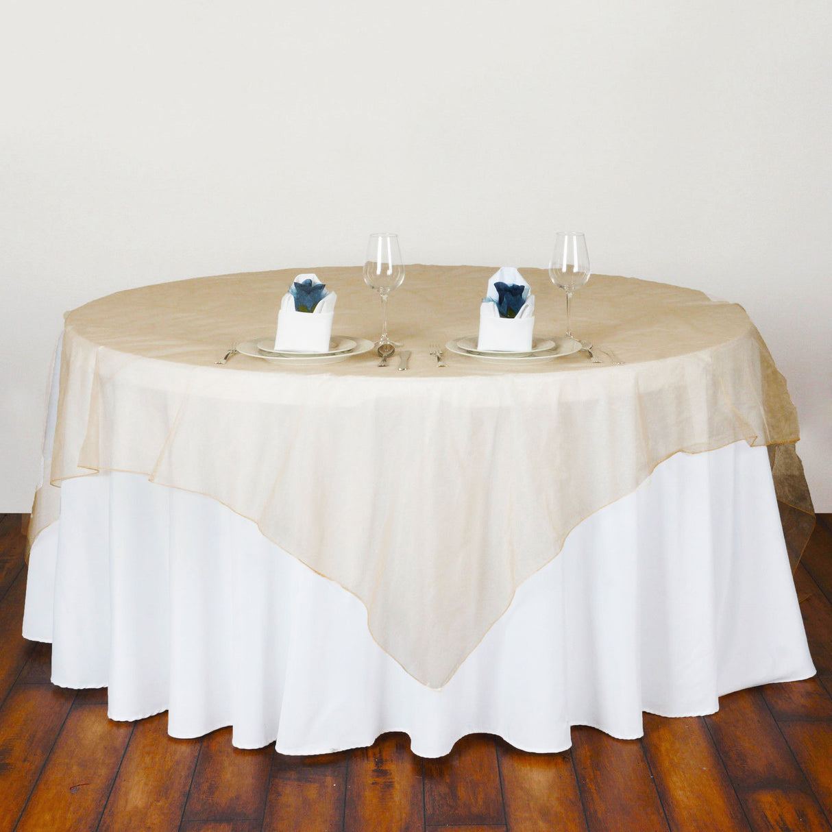 Organza Table Overlay 72"x72" Champagne
